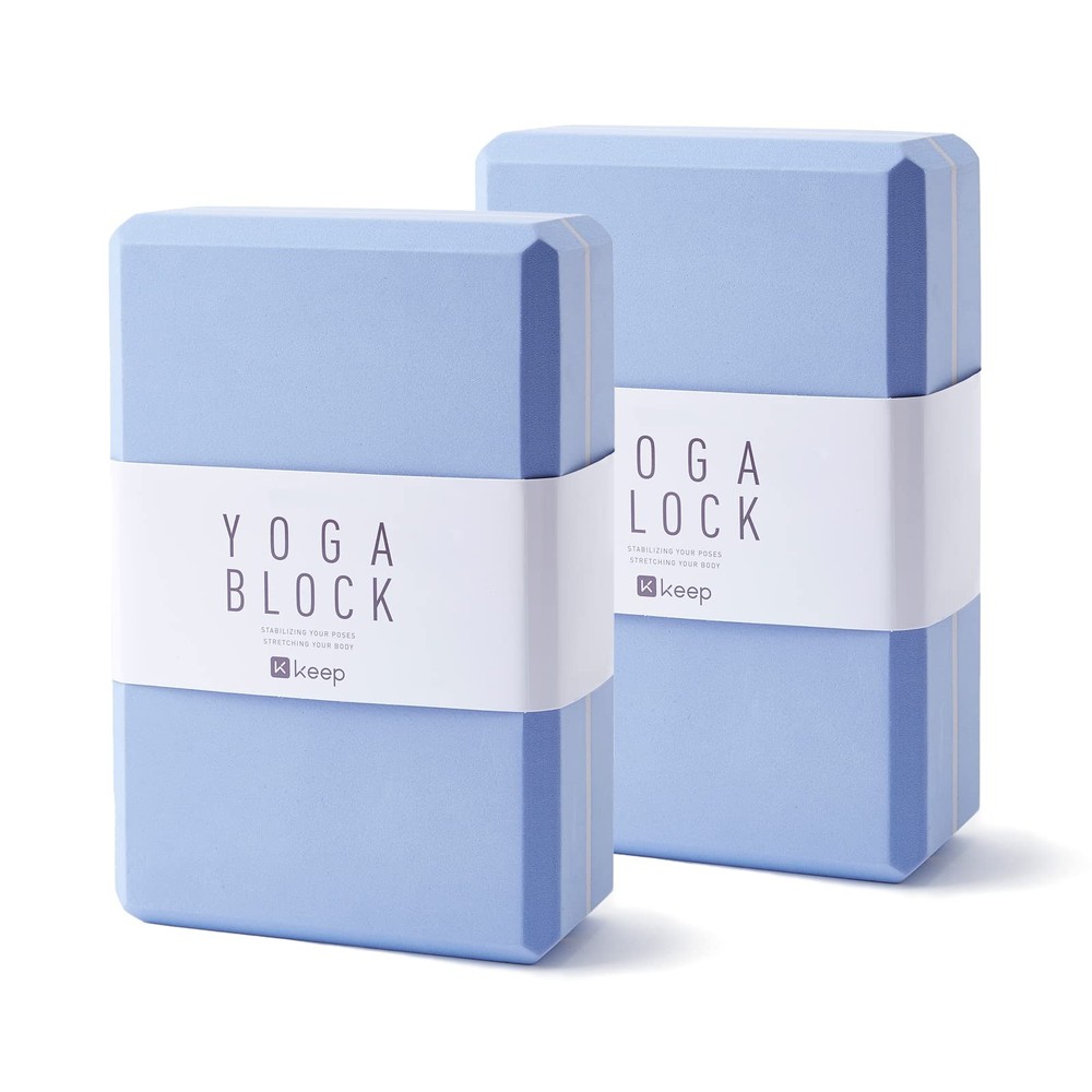 KEEP Yoga Block, High-Density EVA Foam 2 Pack Block 2-Pack-Light Blue