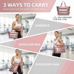 Large Puffer Tote Bag Women Lightweight Travel Handbag Zipper Quilted Work