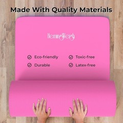 1/2” Extra Thick Yoga Mat for Women and Men With Strap, 72×23 in Large PINK NEW