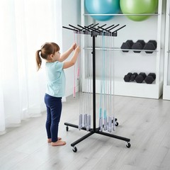 Metal Jump Rope Holder Rack Rope Holder Rope Rack With Wheels Adjustable Height