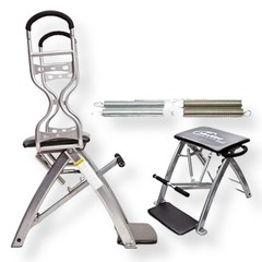 MALIBU PILATES PRO FOLDING CHAIR BENCH WITH HANDLES DVD LOT FITNESS WORKOUT NOS