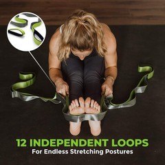 Durable 12 Loop Stretch Strap – Ideal for Physical Therapy, 8′ with Soft Handles