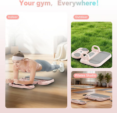 Pilates Reformer Board，6-In-1 Foldable Pilates Equipment for Home Workout with T