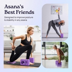 Yoga Blocks Wrist Support 2 Pack W/ Knee Pads & Strap to Put Less