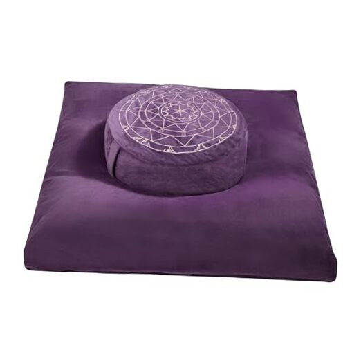 Zafu & Zabuton Meditation Cushion Set – Buckwheat Hull & Memory Foam Purple