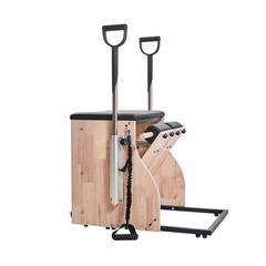 Split Pedal Pilates Chair with Handles, Rubber Wood Frame, Home Gym Workout
