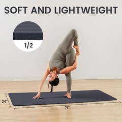 Fitvids 1/2″ Thick High Density Exercise Yoga Mat, Carrying Strap, Graphite