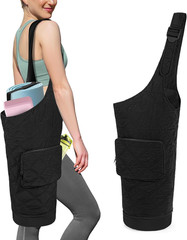 Bolso para Esterilla Yoga de Bolsillo Húmedo Botella Correas Ajustables Negro