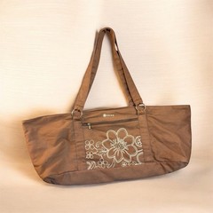 Gaiam Yoga Mat Bag Long Brown Floral Carrier Gym Tote Workout Bag