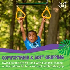 Durable Playset Ring Trapeze Bar and Swing Combo with Large 50” Chains