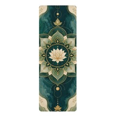 Green Gold Lotus Mandala Rubber Yoga Mat | Floral Meditation Mat