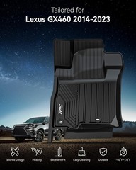 3W Floor Mats for Lexus GX460 2014-2023 (only for 7 seat), TPE All Weather Cu…