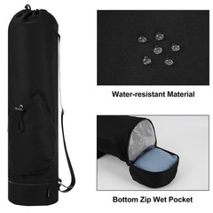 Yoga Mat Bag Water Bottle Pocket Bottom Wet Pocket Exercise Carrier Storage