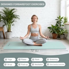 Yoga Mat 72×24 Inches Extra Thick Non Slip TPE Fitness Mat with Storage Bag