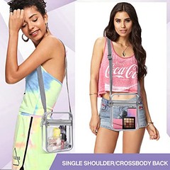 Clear Bag Stadium Approved,Clear Crossbody Purse Bag, with Adjustable Gray