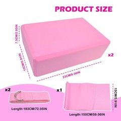Yoga Blocks Set of 2 with Strap, Lightweight EVA Foam Brick Yoga Pilates Blocks, H…
