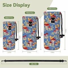 Neoprene 500ML/750ML/Water Bottle Bag Carrier – 1000ML Mushroom Squirrel