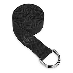 Gaiam Yoga Strap Premium Athletic Stretch Band with Adjustable Metal 8ft Black