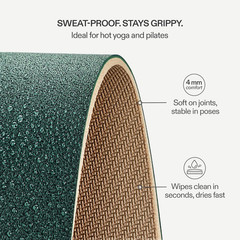 Premium Yoga Mat – Sweat-Activated Non-Slip PU Grip I Natural Rubber Base I 4Mm