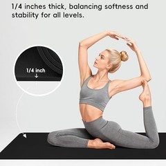 Extra Wide Yoga Mat 72″ x 32″, 6mm Non Slip TPE Exercise Mat with black