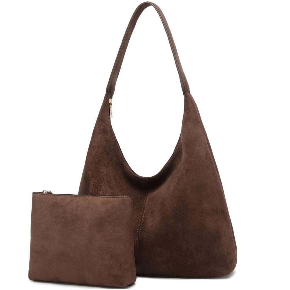 Slouchy Suede Hobo bag for Women Casual Shoulder Bag Soft Cresent Tote Purse …
