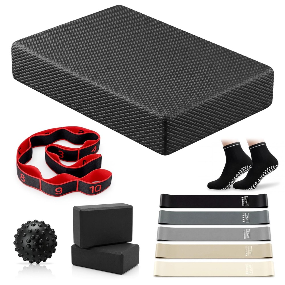 11 Pcs Exercise Balance Pad and Yoga Kits for Home Workouts with Resistance B…