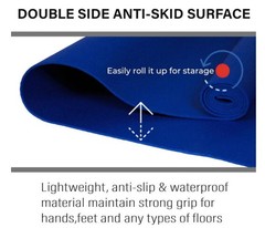 Blue PVC Yoga Mat 68 x 24 in Non-Slip Rectangle Exercise Mat, Wipe Clean