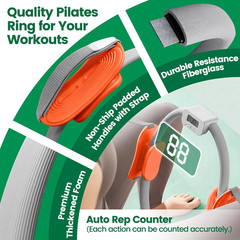 Pilates Equipment Kit with Smart Counter Ring – 14″ Pilates Ring and Ball Set wi