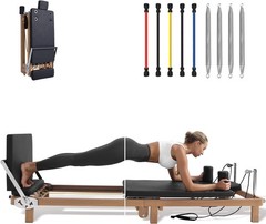 Foldable Pilates Reformer –90% Pre-Assembled Home Gym Women Men Workouts Bundle