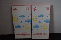 4 PAIRS COOLMATE’S EMBROIDERY SOCKS FOR YOGA & PILATES SIZE 6-10 WHITE NEW