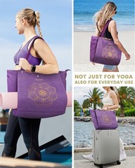 Yoga Mat Bag Tote with Pockets Canvas Gym Bag for Women Men Large