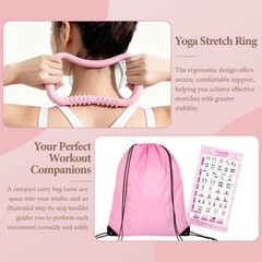 Lzcdudu Pink Pilates Ring Kit 14 Inch Magic Roller Ergonomic Home Workout