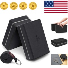 High-Density EVA Yoga Blocks 2 Pack with Strap for Enhanced Flexibility