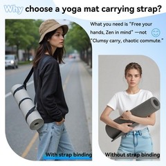 Cidkoth Adjustable Yoga Mat Strap Carrier, Thick Wide One Size, Black