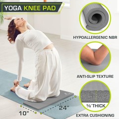 ProsourceFit Extra Thick Yoga Knee Pad and Elbow 5/8″/15mm (Single), Grey