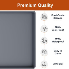 Extra Thick Silicone Mat Waterproof with Raised Edge 19” X 12”, BPA Free Non-Sli