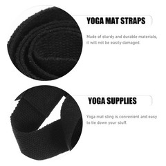 2Pcs Durable Cotton Yoga Mat Straps Black Adjustable Carrying Sling