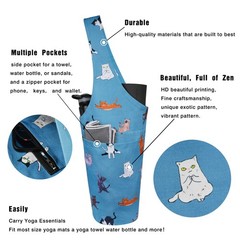 Niagara Yoga Bag – Cat Yoga Pose Mat Carrier with Large & Zipper Pockets, Fit…