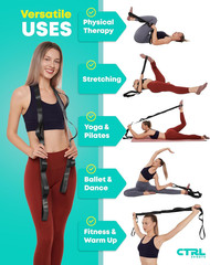 Stretching Strap Non Elastic Yoga Strap with Loops – Stretching Band for Physica