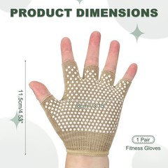 Yoga Gloves Non Slip Fingerless Pilates Gloves Brown