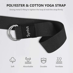 Ultimate Yoga Set: 2 Black Non-Slip Blocks & 8FT Strap for Enhanced Stretching