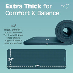 Retrospec Solana Yoga Mat 1″ Thick W/Nylon Strap for Men & Women – Non Slip Exer