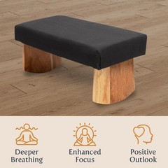 Meditation Bench (NAT. White), Seiza, Sustainable Acacia Wood with Curved Bot…
