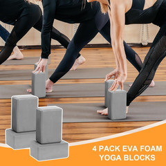 4 Pack Yoga Blocks – Premium EVA Foam Blocks for Pilates Workout, Stretching, Me