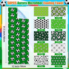 Hosuly 50 Pack Soccer Cooling Towel Bulk Soccer Theme Party Favors Ice Towel