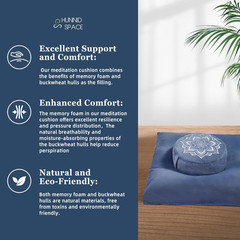 Meditation Zafu Cushion Set with Buckwheat Hulls & Memory Foam – Ergonomic Suppo
