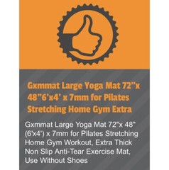 Gxmmat Large Yoga Mat 72″x 48″ (6’x4′) x 7mm for Pilates & Stretching Gym; New