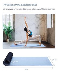 Yoga Mat Non Slip, Anti-Tear 1/4 Thick TPE Yoga Mats for Women and Men, Gray
