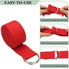 Yoga Strap with Adjustable Metal D Ring Buckle, 8.2ft & Orange