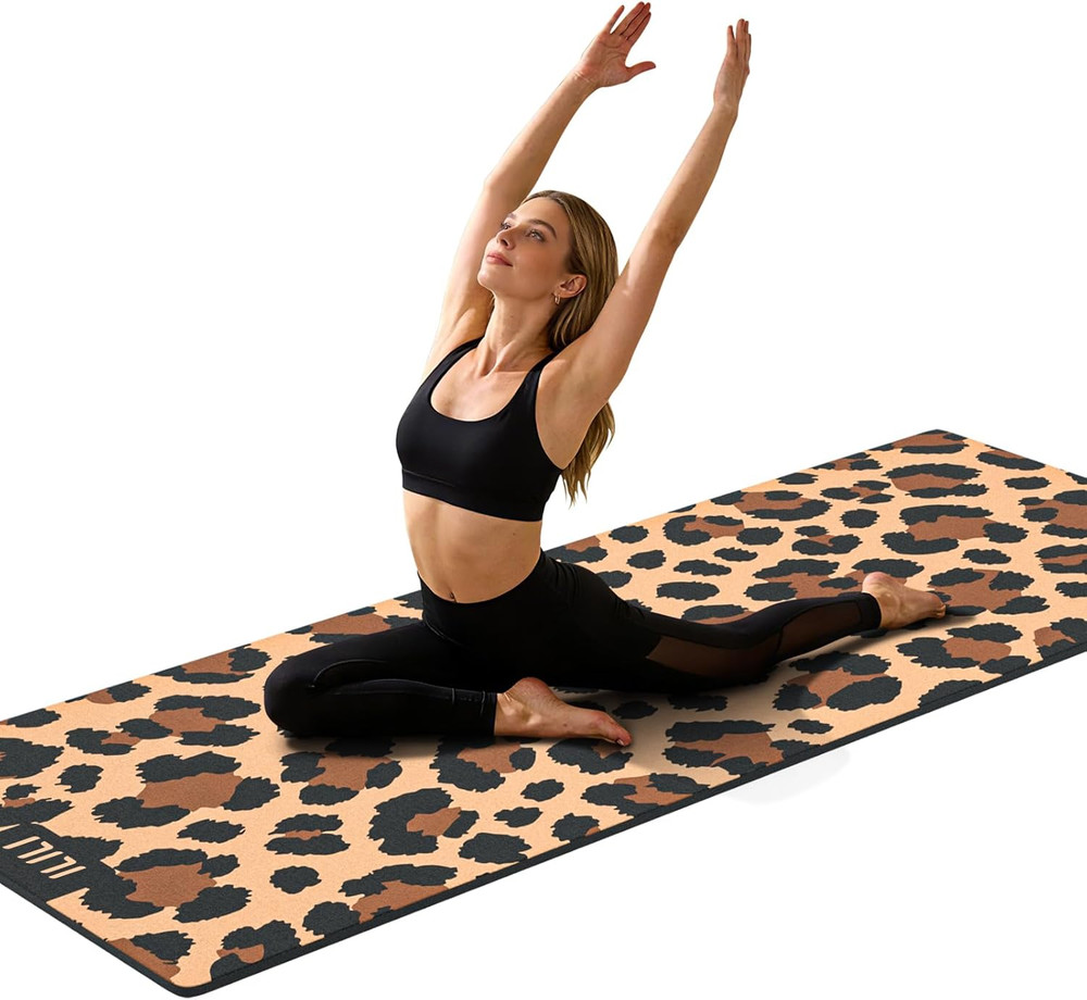 Yoga Mat Leopard Print Yoga Mat 8Mm, Suede & TPE Thick Exercise Mat, Workout Mat